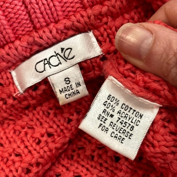 CACHE Vintage 80s Chunky Knit Sweater Side Buckle Wrap Size Small Retro RED - Picture 13 of 14